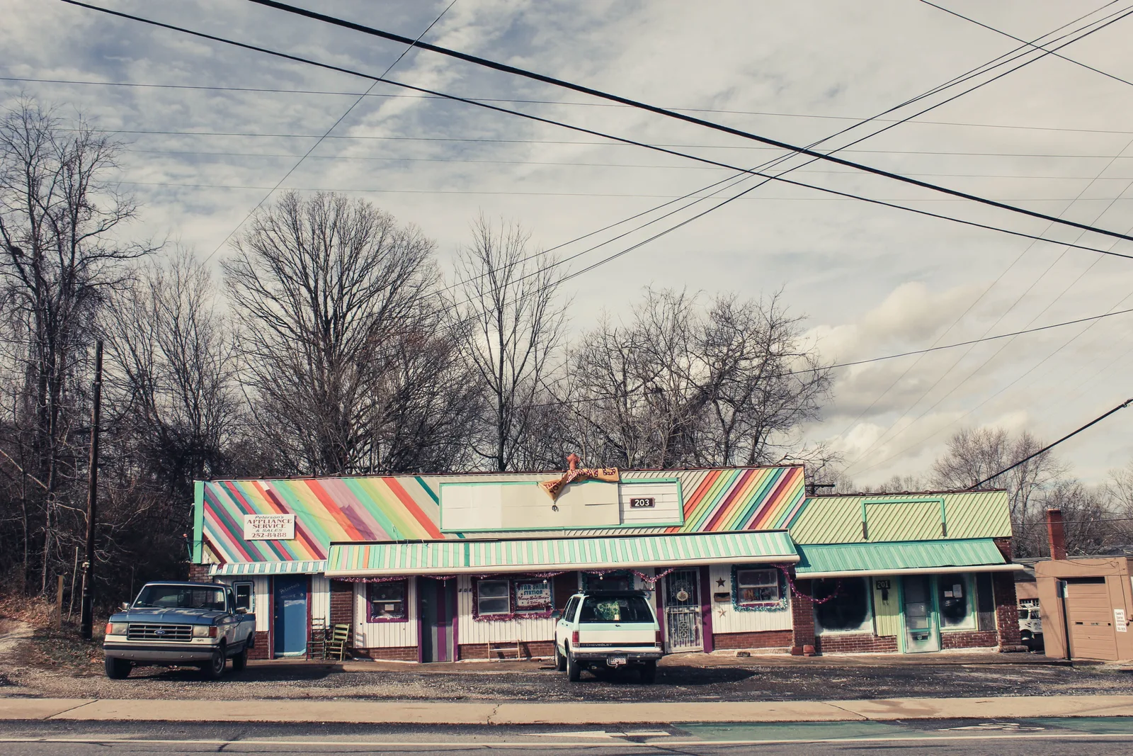 Independent business storefront on a street